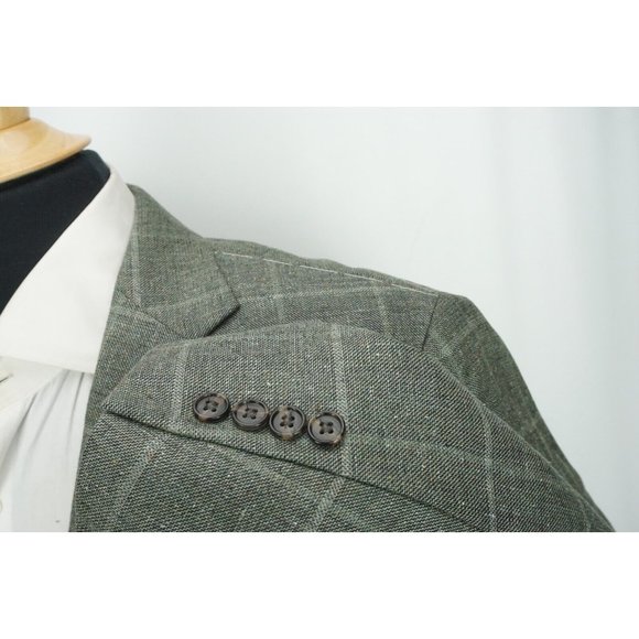 Jos A Bank Signature Collection Tailored Fit Silk Linen Gray Plaid Sport Coat 42 - Picture 4 of 8